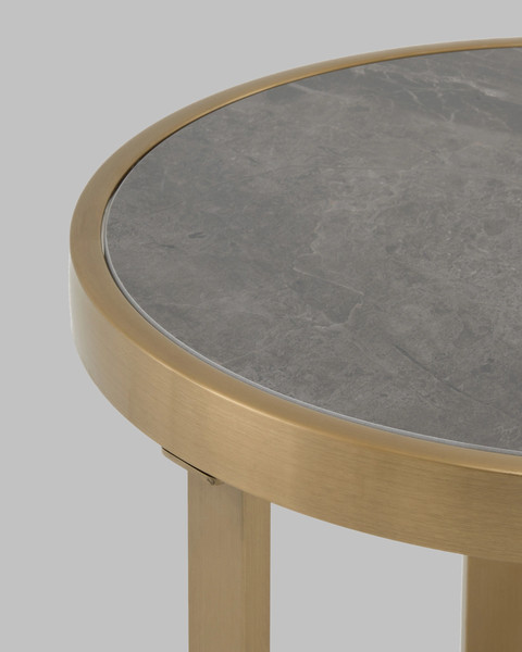 Журнальный столик Stool Group Адриана 50x50 / EET-223-BRCG-BNSG (серая керамика/сталь шампань)