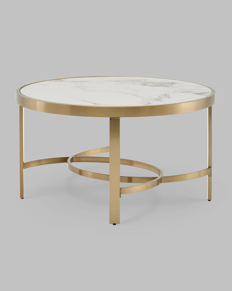 Журнальный столик Stool Group Адриана 80x80 / ECT-223-BRCG-BDFL (светлая керамика/сталь шампань)