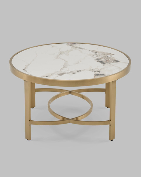Журнальный столик Stool Group Адриана 80x80 / ECT-223-BRCG-BDFL (светлая керамика/сталь шампань)