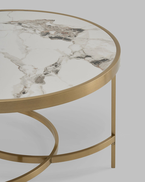 Журнальный столик Stool Group Адриана 80x80 / ECT-223-BRCG-BDFL (светлая керамика/сталь шампань)