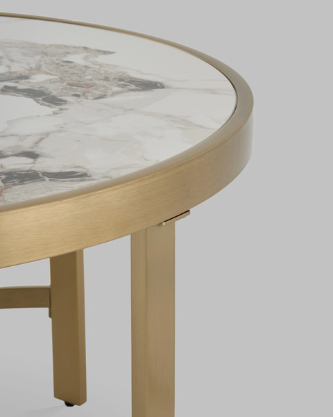 Журнальный столик Stool Group Адриана 80x80 / ECT-223-BRCG-BDFL (светлая керамика/сталь шампань)