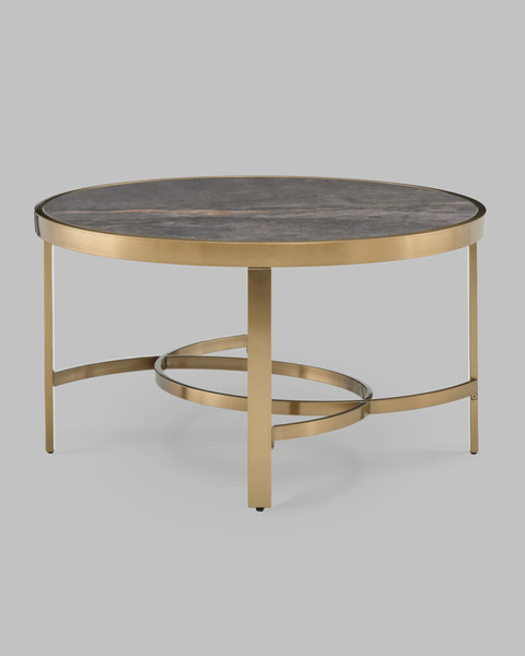 Журнальный столик Stool Group Адриана 80x80 / ECT-223-BRCG-BNSG (серая керамика/сталь шампань)