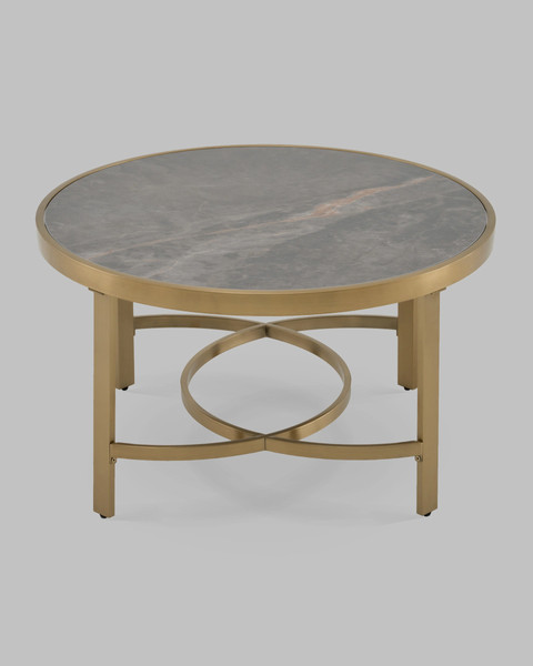 Журнальный столик Stool Group Адриана 80x80 / ECT-223-BRCG-BNSG (серая керамика/сталь шампань)