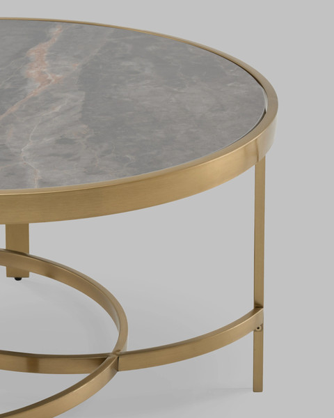 Журнальный столик Stool Group Адриана 80x80 / ECT-223-BRCG-BNSG (серая керамика/сталь шампань)