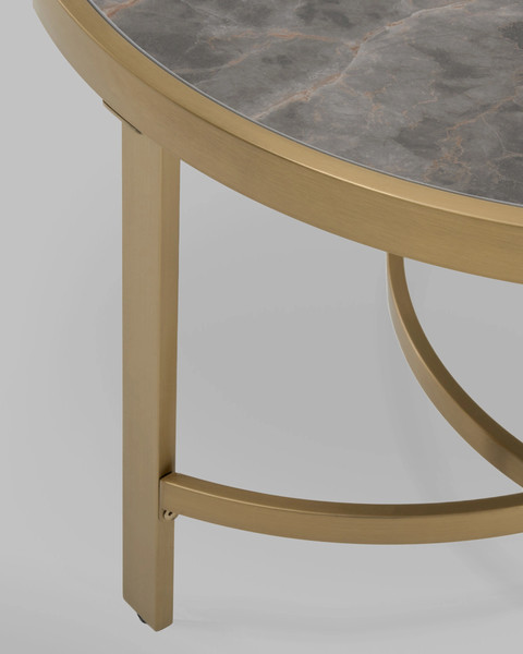 Журнальный столик Stool Group Адриана 80x80 / ECT-223-BRCG-BNSG (серая керамика/сталь шампань)