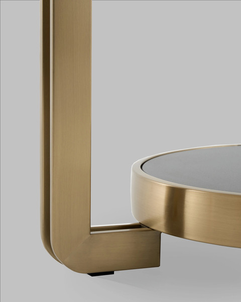 Журнальный столик Stool Group Калисто 55x55 / EET-316-BRCG (светлая и темная керамика/сталь шампань)