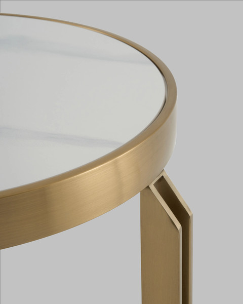 Журнальный столик Stool Group Калисто 55x55 / EET-316-BRCG (светлая и темная керамика/сталь шампань)