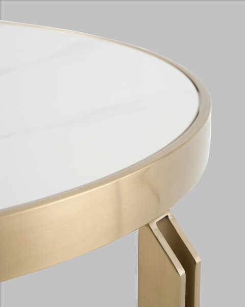 Журнальный столик Stool Group Калисто 90x90 / ECT-316-BRCG (светлая и темная керамика/сталь шампань)