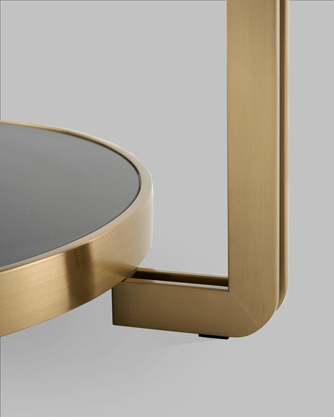 Журнальный столик Stool Group Калисто 90x90 / ECT-316-BRCG (светлая и темная керамика/сталь шампань)
