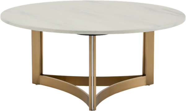 Журнальный столик Stool Group Кассия 90x90 / ECT-292-BRCGS-white 333-2 (светлая керамика/сталь шампань) - фото