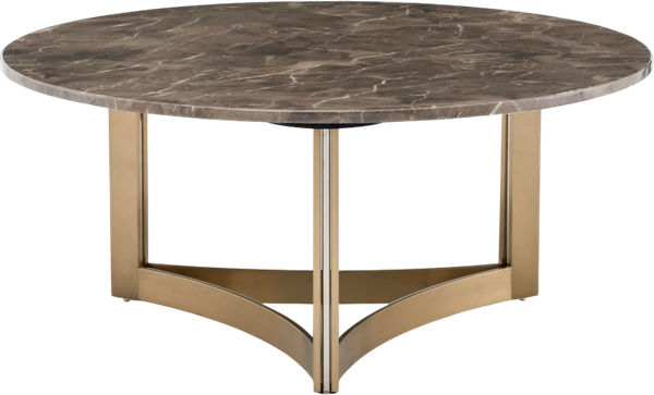 Журнальный столик Stool Group Кассия 90x90 / ECT-292-BRCGS-brown 5105-9 (темная керамика/сталь шампань) - фото