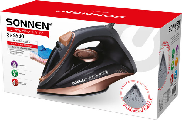 Утюг Sonnen SI-6680 / 456997 (черный/розовое золото)