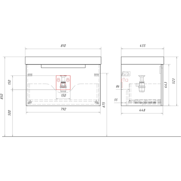 Тумба с умывальником Aqwella Vancouver VAN01081+4610119205225