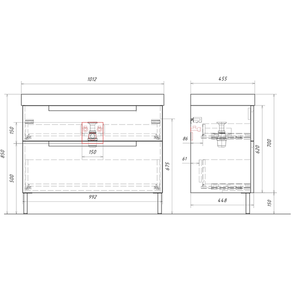 Тумба с умывальником Aqwella VAN01102N+4610119205232