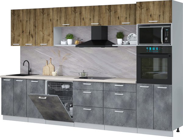 Кухонный гарнитур Интерлиния Мила Лайт 3.4-ПМ1-2  - фото