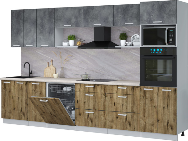 Кухонный гарнитур Интерлиния Мила Лайт 3.4-ПМ1-2  - фото