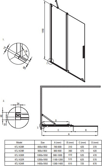 Душевая стенка Deante Prizma KTJ F30R