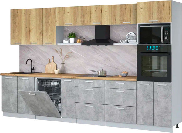 Кухонный гарнитур Интерлиния Мила Лайт 3.5-ПМ1-2  - фото