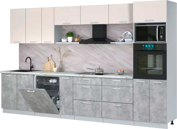 Кухонный гарнитур Интерлиния Мила Лайт 3.5-ПМ1-2  - фото