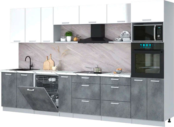 Кухонный гарнитур Интерлиния Мила Лайт 3.5-ПМ1-2  - фото