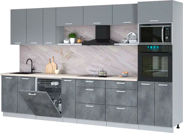 Кухонный гарнитур Интерлиния Мила Лайт 3.5-ПМ1-2  - фото