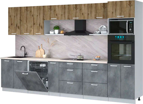 Кухонный гарнитур Интерлиния Мила Лайт 3.5-ПМ1-2  - фото