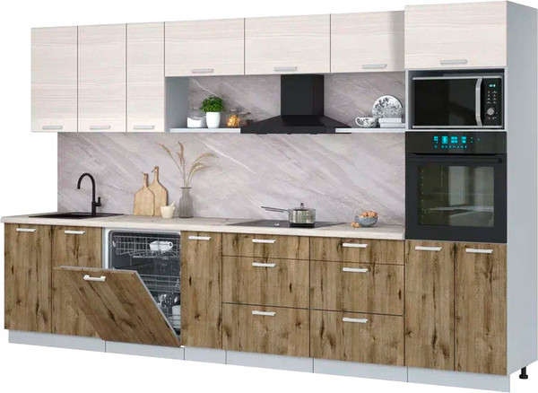 Кухонный гарнитур Интерлиния Мила Лайт 3.5-ПМ1-2  - фото