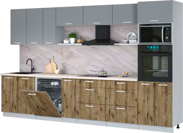 Кухонный гарнитур Интерлиния Мила Лайт 3.5-ПМ1-2  - фото