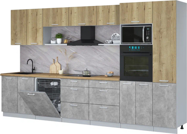 Кухонный гарнитур Интерлиния Мила Лайт 3.6-ПМ1  - фото