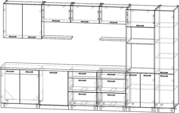 Кухонный гарнитур Интерлиния Мила Лайт 3.6-ПМ1