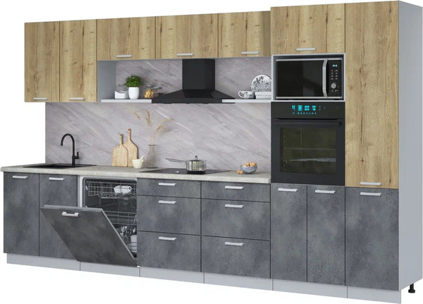 Кухонный гарнитур Интерлиния Мила Лайт 3.6-ПМ1  - фото