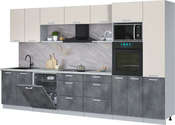 Кухонный гарнитур Интерлиния Мила Лайт 3.6-ПМ1  - фото