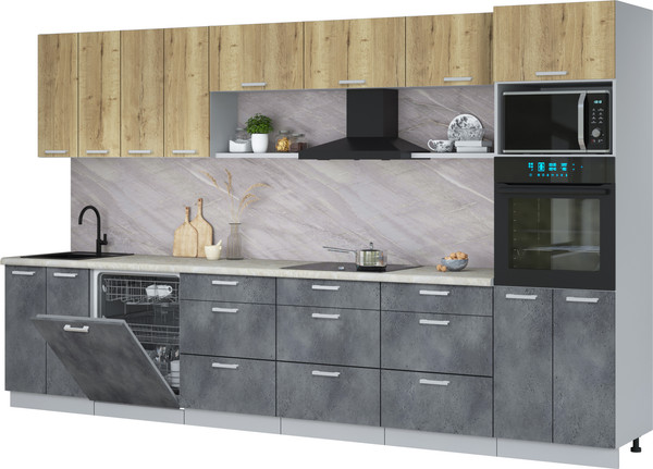 Кухонный гарнитур Интерлиния Мила Лайт 3.6-ПМ1-2  - фото