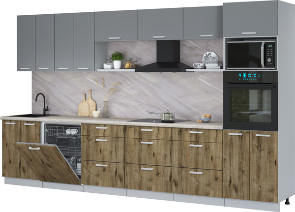 Кухонный гарнитур Интерлиния Мила Лайт 3.6-ПМ1-2  - фото