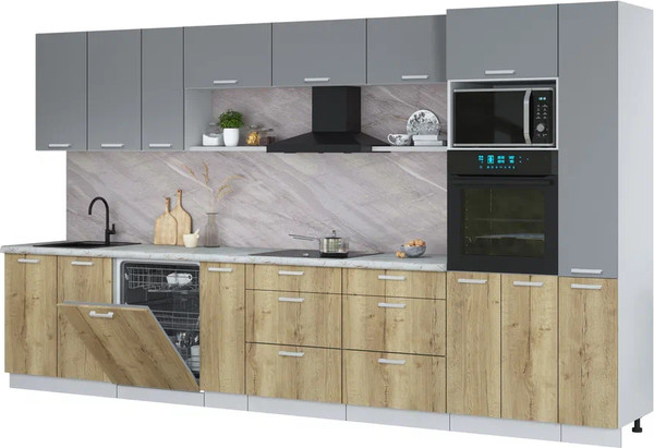 Кухонный гарнитур Интерлиния Мила Лайт 3.8-ПМ1  - фото