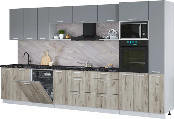 Кухонный гарнитур Интерлиния Мила Лайт 3.8-ПМ1  - фото