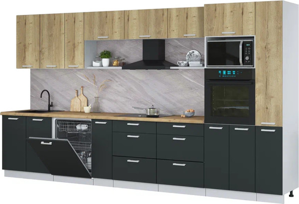 Кухонный гарнитур Интерлиния Мила Лайт 3.8-ПМ1  - фото