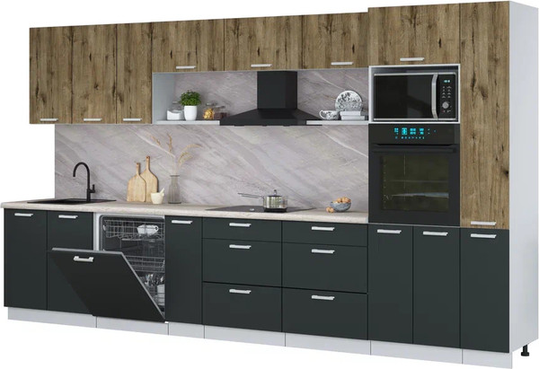 Кухонный гарнитур Интерлиния Мила Лайт 3.8-ПМ1  - фото