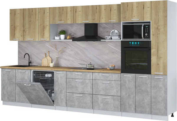 Кухонный гарнитур Интерлиния Мила Лайт 3.8-ПМ1  - фото