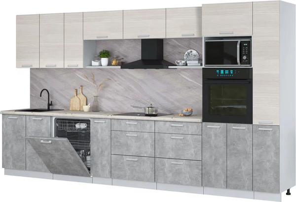 Кухонный гарнитур Интерлиния Мила Лайт 3.8-ПМ1  - фото