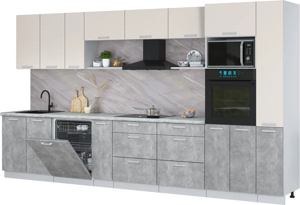 Кухонный гарнитур Интерлиния Мила Лайт 3.8-ПМ1  - фото