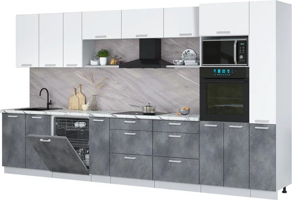 Кухонный гарнитур Интерлиния Мила Лайт 3.8-ПМ1  - фото