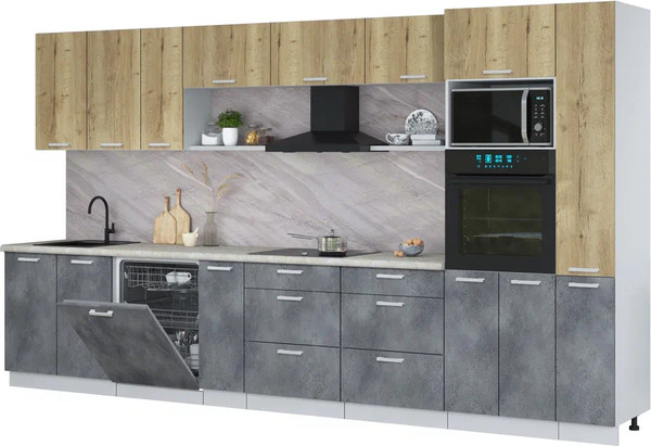 Кухонный гарнитур Интерлиния Мила Лайт 3.8-ПМ1  - фото