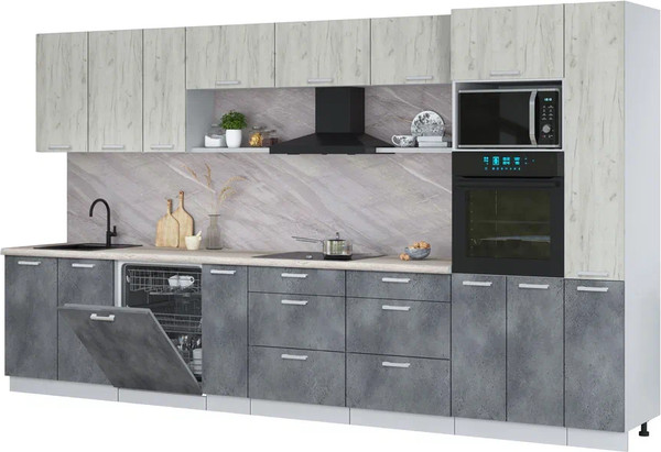 Кухонный гарнитур Интерлиния Мила Лайт 3.8-ПМ1  - фото