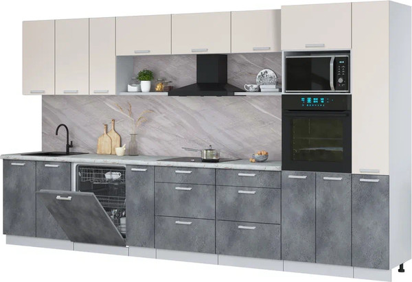 Кухонный гарнитур Интерлиния Мила Лайт 3.8-ПМ1  - фото