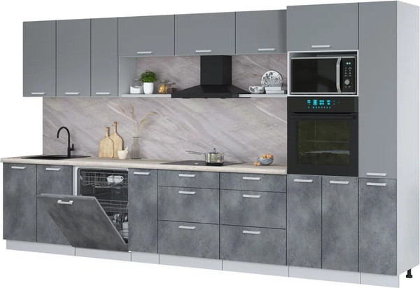 Кухонный гарнитур Интерлиния Мила Лайт 3.8-ПМ1  - фото