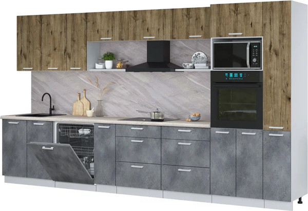 Кухонный гарнитур Интерлиния Мила Лайт 3.8-ПМ1  - фото