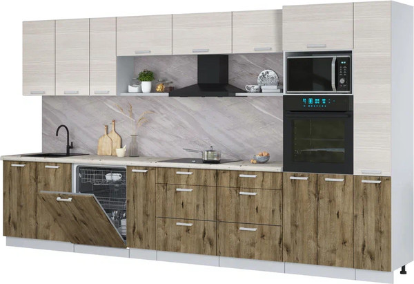 Кухонный гарнитур Интерлиния Мила Лайт 3.8-ПМ1  - фото