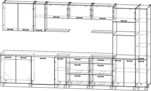 Кухонный гарнитур Интерлиния Мила Лайт 3.8-ПМ1 