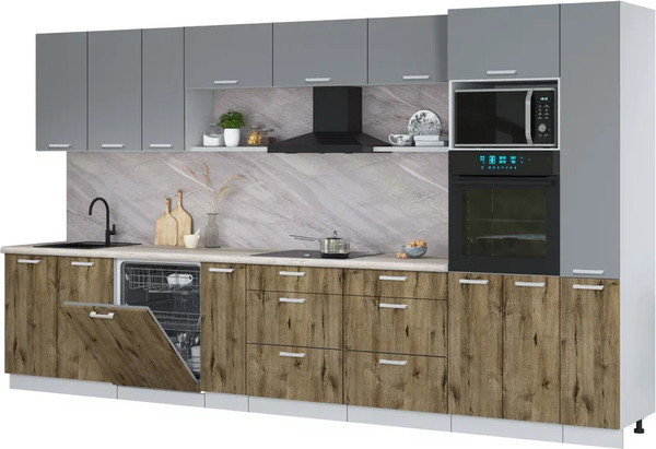 Кухонный гарнитур Интерлиния Мила Лайт 3.8-ПМ1  - фото